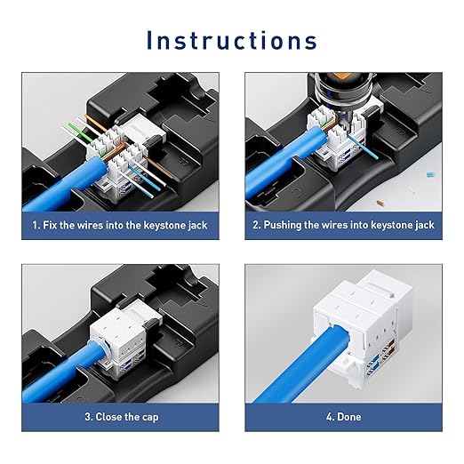 25-Pack 10Gbps Cat6 Keystone Jacks, RJ45 Keystone Jack, Ethernet Keystone Jack - Image 6