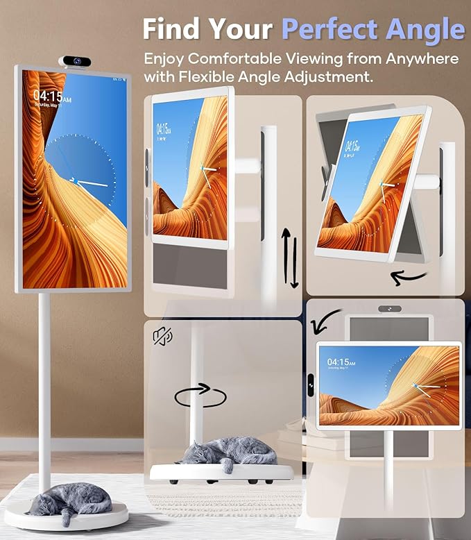 Cozyla Mate 32 Inch Mobile Portable TV Stand on Wheels Support Google Store - Image 4