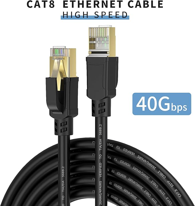 Cat8 Ethernet Cable, Internet Network Cord, 40Gbps 2000Mhz LAN Wires, High - Image 2