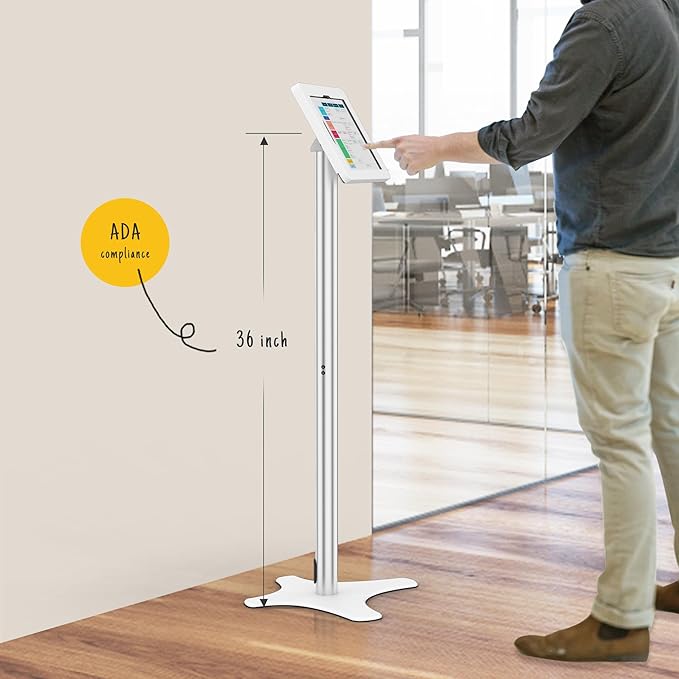 Tablet Floor Stand, Anti-Theft, Rotate Lockable Metal Tablet Enclosure+Aluminum - Image 2