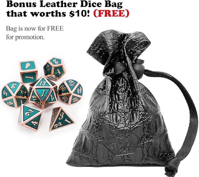 Haxtec DND Metal Dice Set Copper Teal Polyheral Dice Compatible - Image 2