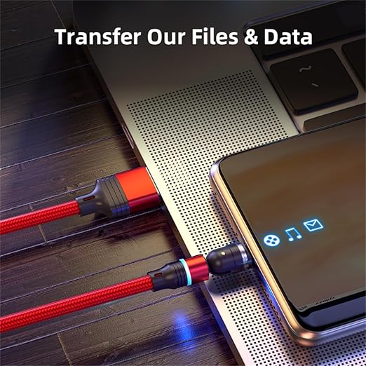 Magnetic Charging Cable 540° Rotation Magnet Phone Charger USB C Cable 3A Fast - Image 4