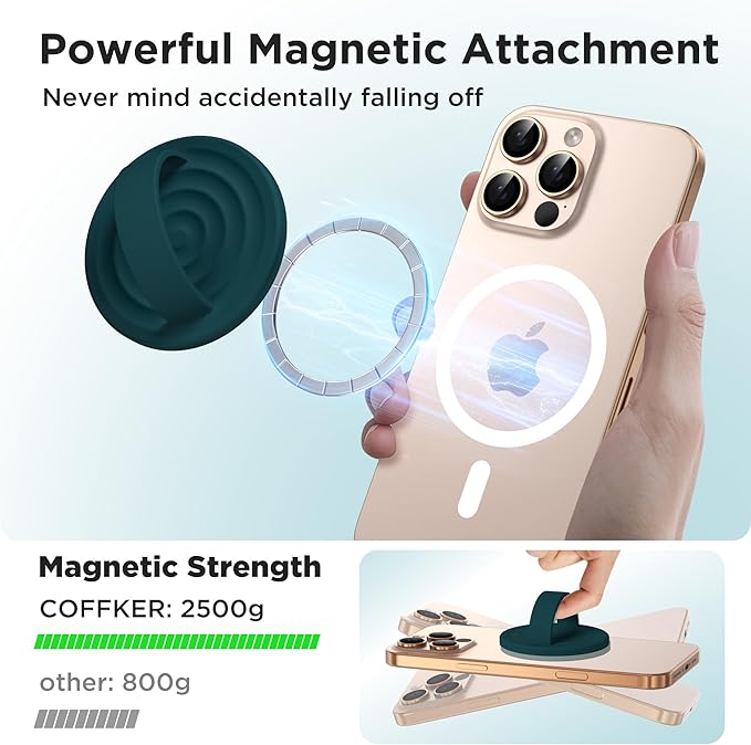 Magnetic Phone Ring Grip Holder, Silicone Finger Loop Grip, Compatible - Image 3