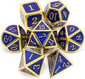 Haxtec Metal DND Dice Set 7 Die Gold Blue Metal D&D Dice Compatible by HaxtecDice