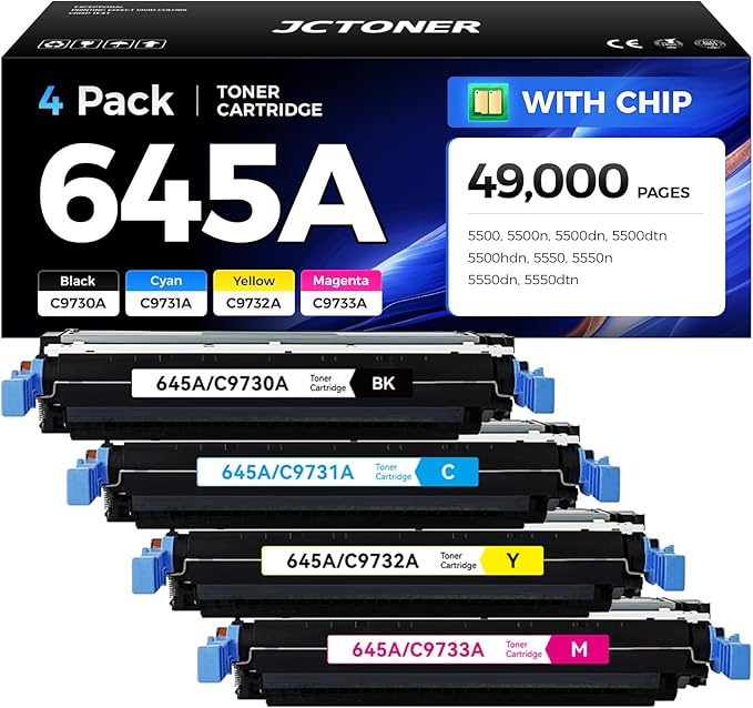 645A Toner Cartridge Set 4-Pack High Yield Replacement by JCTONER