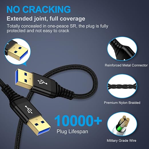 USB 3.0 A to A, 6 FT, Male to Male Cable Double End USB Cord Data Transfer Cord - Image 7