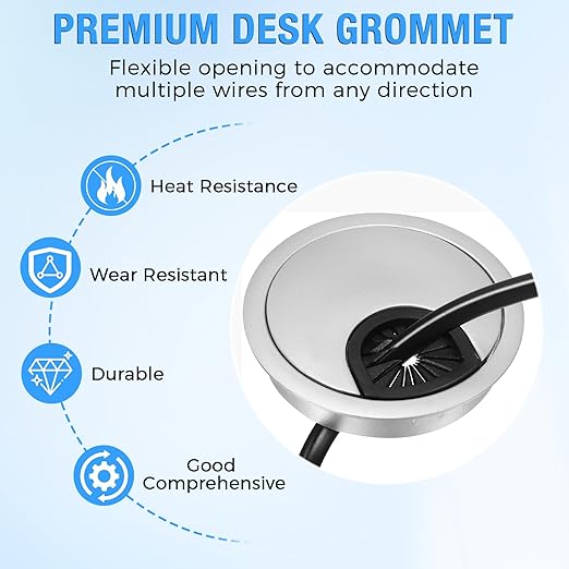 Desk Grommet 2", Desk Cord Hole Cover, Cable Grommet ABS Plastic, Desk Hole - Image 2