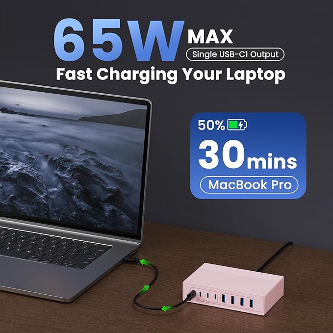 200W USB C Charger Block, 8-in-1 GaN III USB C Fast Charging Station Hub - Image 3