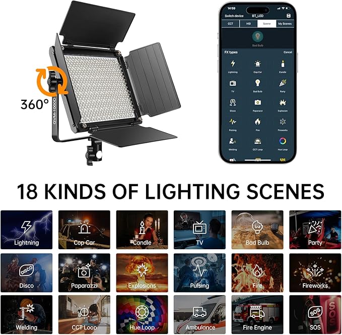 RGB Full Color LED Video Light, GVM 3 Pieces Photography Lighting Kit - Image 4