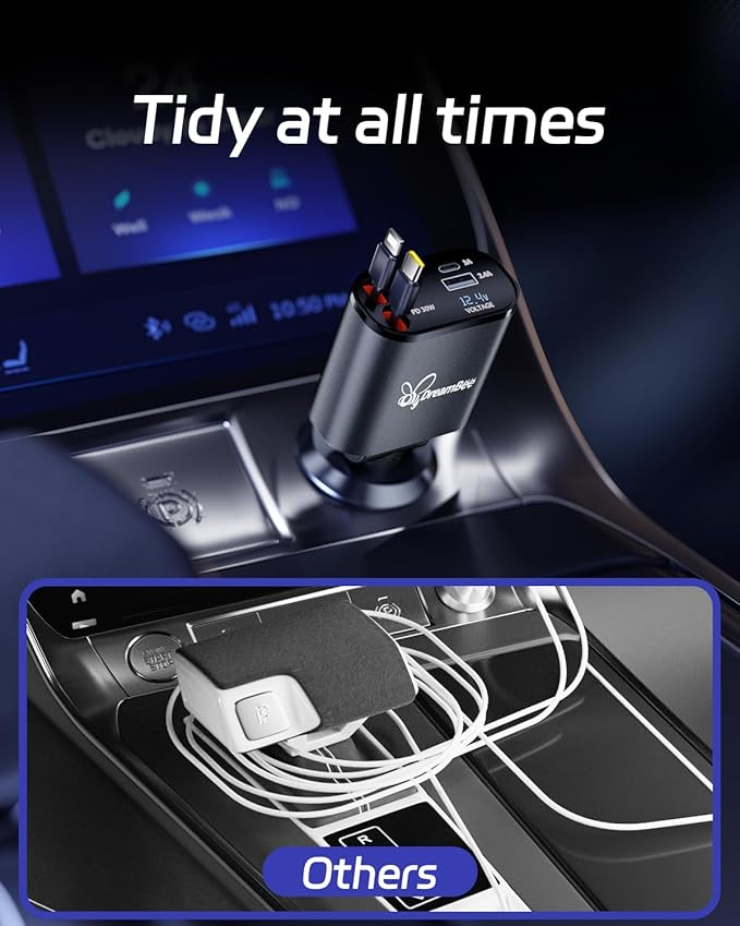 DreamBee Retractable Car Charger, 66W 4 in 1 Super Fast Charge Car Phone Charger - Image 7