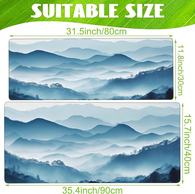 Large Gaming Mouse Pad, Mountain Desk Mat, Misty Forest Mountains Desk Pad - Image 2