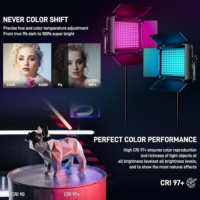 GVM RGB LED Video Light with Bluetooth Control, 60W Photography Studio Lighting - Image 3