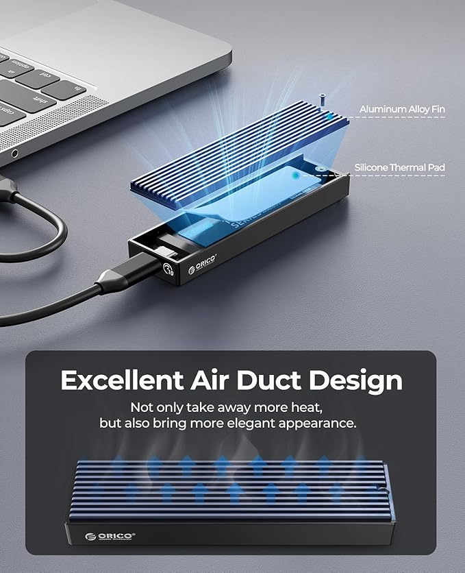 ORICO M.2 NVMe SSD Enclosure, USB 3.1 Gen 2 PCIe External Adapter NVMe Case - Image 4