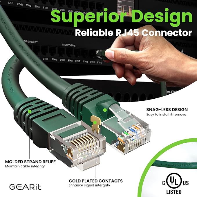 GearIT Cat 6 Ethernet Cable Cat6 Network Patch, Snagless Cord, Internet - Image 4