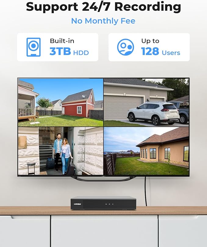 H.VIEW 4K Security Camera System, 4K/8MP 8CH NVR - Image 5