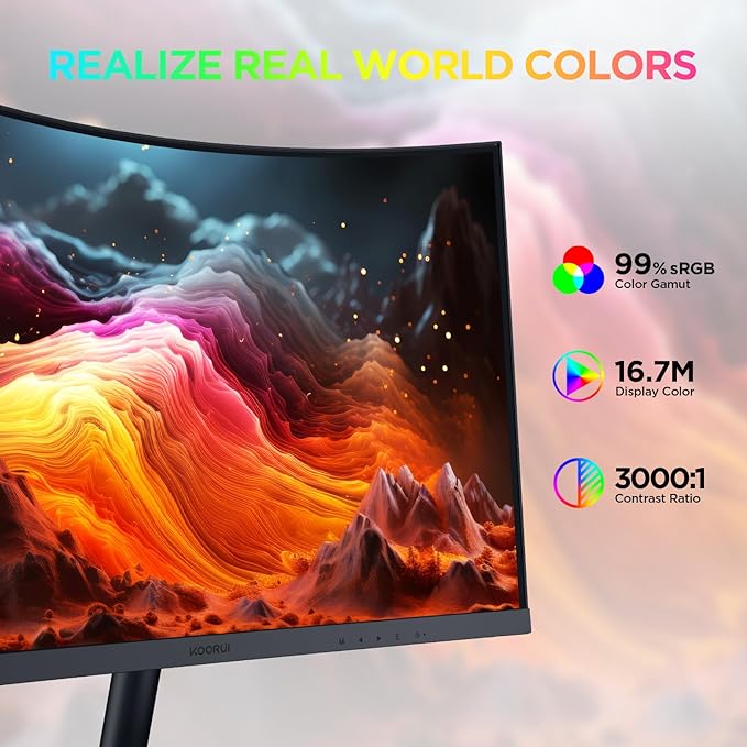 KOORUI 27 Inch Curved Monitor FHD 1080P 75Hz Computer Monitors PC Screen - Image 3