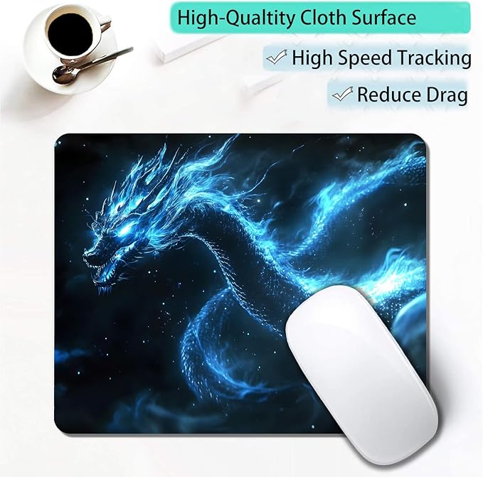 Witchy Blue Japanese Dragon Custom Mouse Pad - Image 3