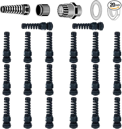 10 Pack Black Nylon Cable Gland, NPT 1/2" Thread, Made of PA66 Material by Aandxmok