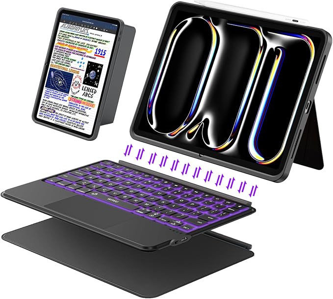 iPad Pro 13 inch Case with Keyboard, Flex Magnetic Detachable Backlit Keyboard by dancesoul