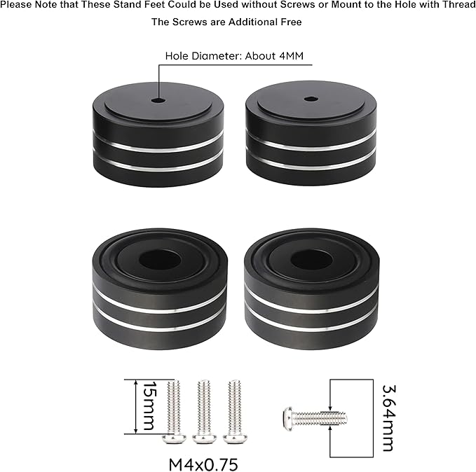 Audiocrast 4X HiFi Speaker Spikes Isolation Stand Feet Pad Aluminum 40x20mm - Image 4
