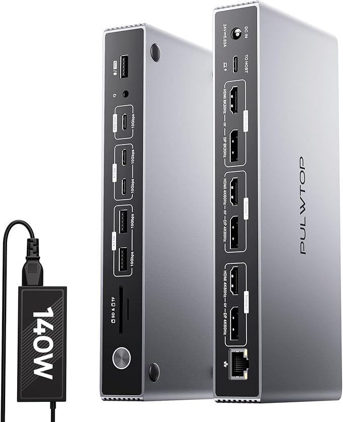 Displaylink Docking Station, PULWTOP USB C DisplayLink Dock Triple Displays by PULWTOP