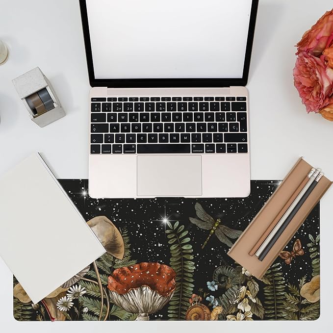 Large Gaming Mouse Pad for Desk, Cute Forest Mushroom Desk Mat, Starry Night - Image 7