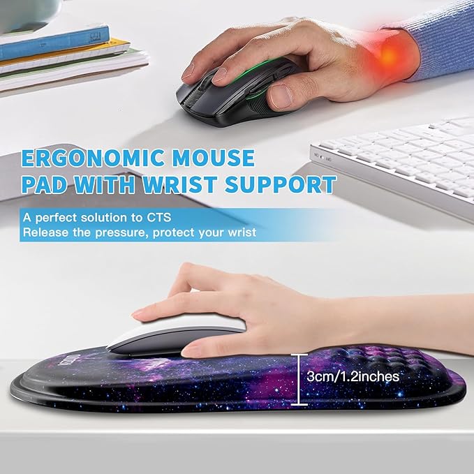 Mouse Pad with Wrist Rest, Ergonomic Mousepads with Wrist Support, Soft Lycra - Image 2