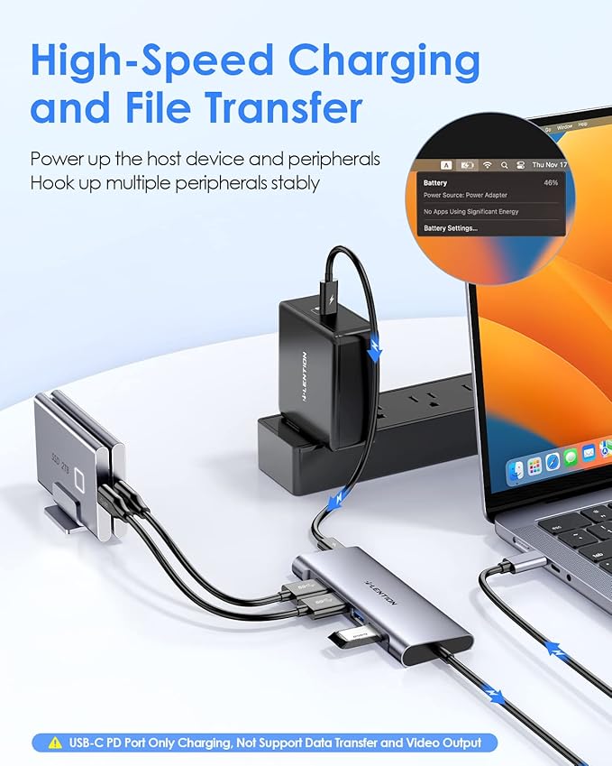 LENTION 3.3FT Long Cable USB C Multiport Hub - Image 4