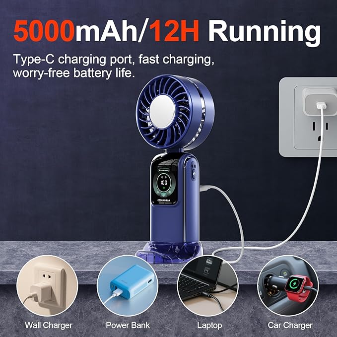 Blows Cold Air Portable Handheld Fan - Image 6