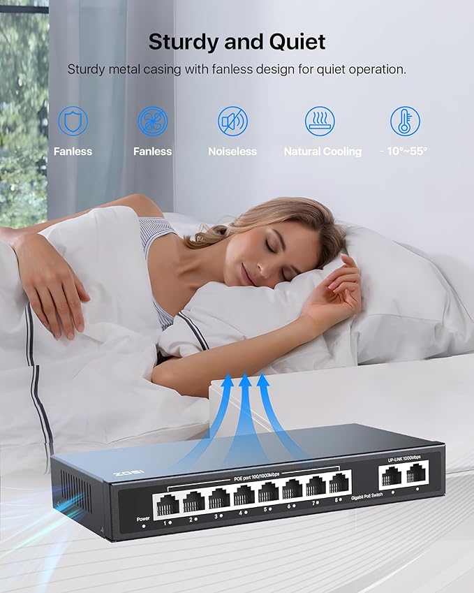 ZOSI 8 Port Gigabit PoE Switch - Image 7