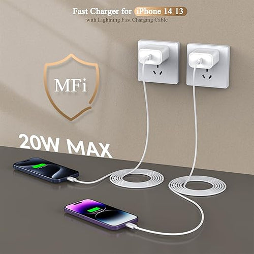 10FT Fast iPhone Charger, Extra Long Apple Charger Fast Charging 2Pack 20W USB - Image 2