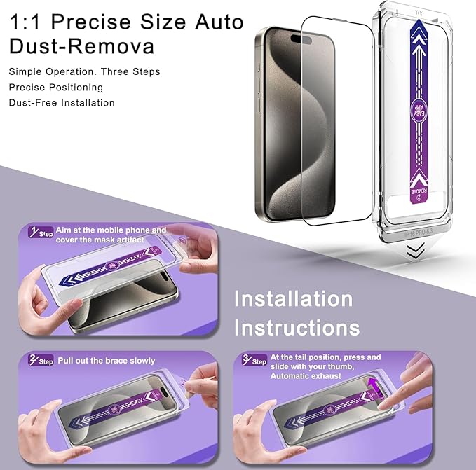 Screen Protector for iPhone 17, iPhone 16 Pro 6.3-Inch, 2 Pack, 9H Tempered - Image 3