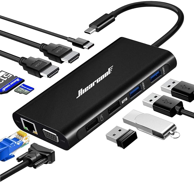Hiearcool USB C Laptop Docking Station, 11-in-1 Type C Hub Multiport Adapter by Hiearcool