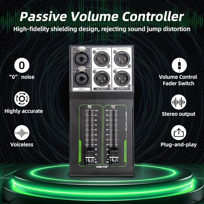 Passive Stereo Volume Controller, XLR 2 Input 2 Output Stereo Studio Controller - Image 2