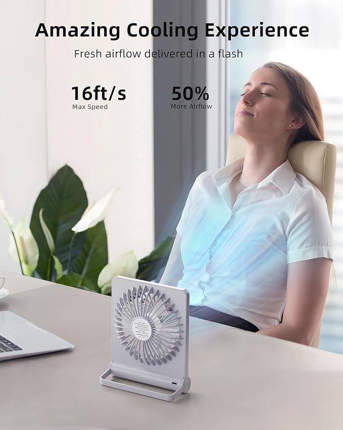 Koonie Portable Desk Fan, 3.5-20hrs Battery Operated Small USB Fan - Image 3