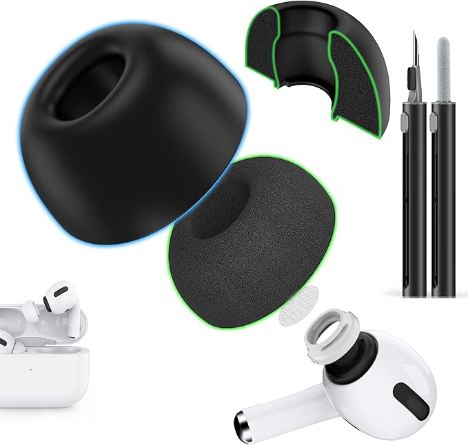 Compatible with AirPods Pro 2nd/1st Generation Silicon+Memory Foam Replacement by POHGELAN