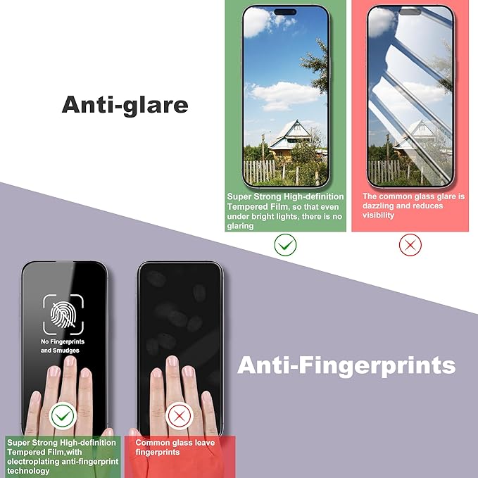 2 Pack Screen Protector for iPhone 16 Pro, 9H Tempered Glass, Full Coverage - Image 4