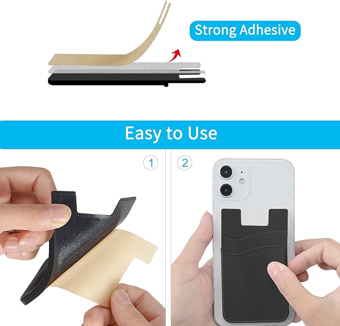SS Phone Wallet Stick On, Adhesive Phone Card Holder Credit Card Stick on - Image 4
