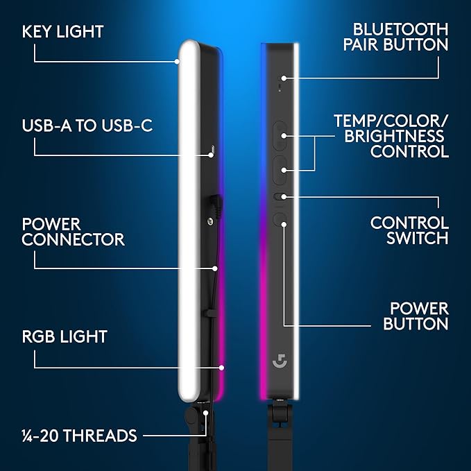 Logitech G Litra Beam LX Premium Dual-Sided RGB LED Streaming Key Light - Image 5