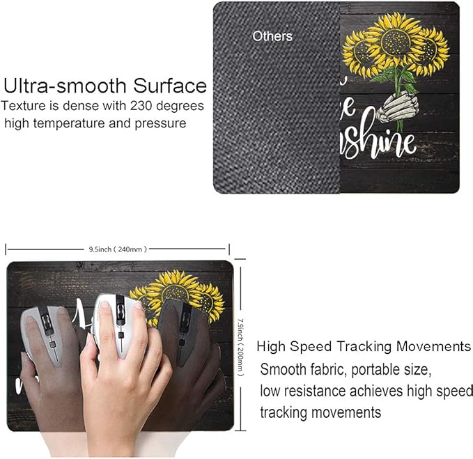 Sunflower 'You Are My Sunshine' Black Wood Gaming Mouse Mat - Image 3