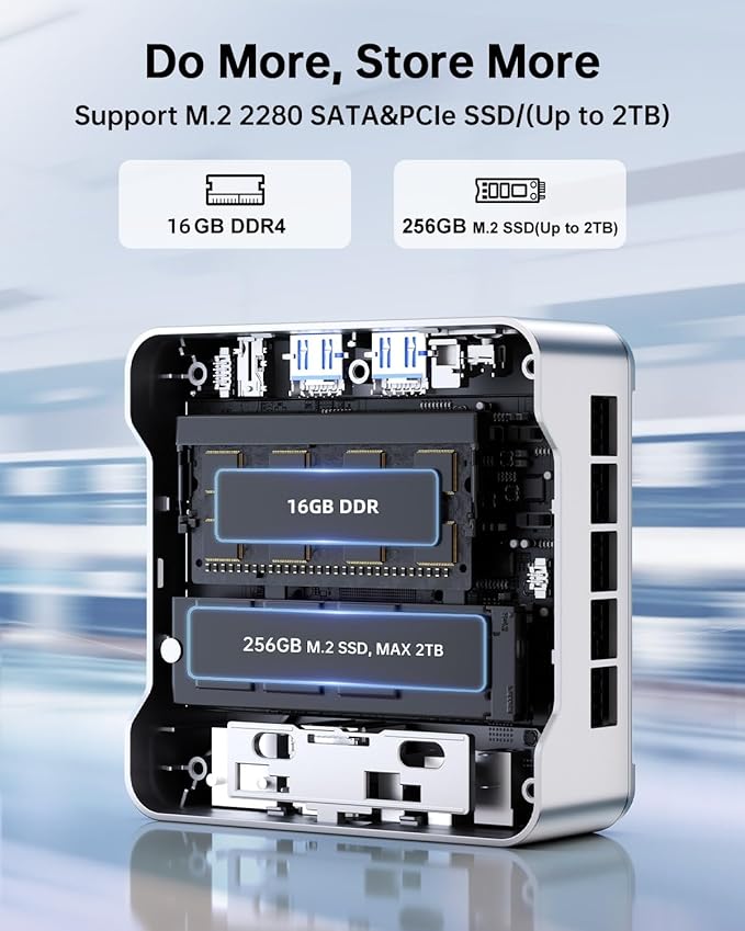 KAMRUI Essenx E2 Mini PC Computers 11 Pro Twin Lake N150, 8GB RAM 256GB M.2 SSD - Image 7