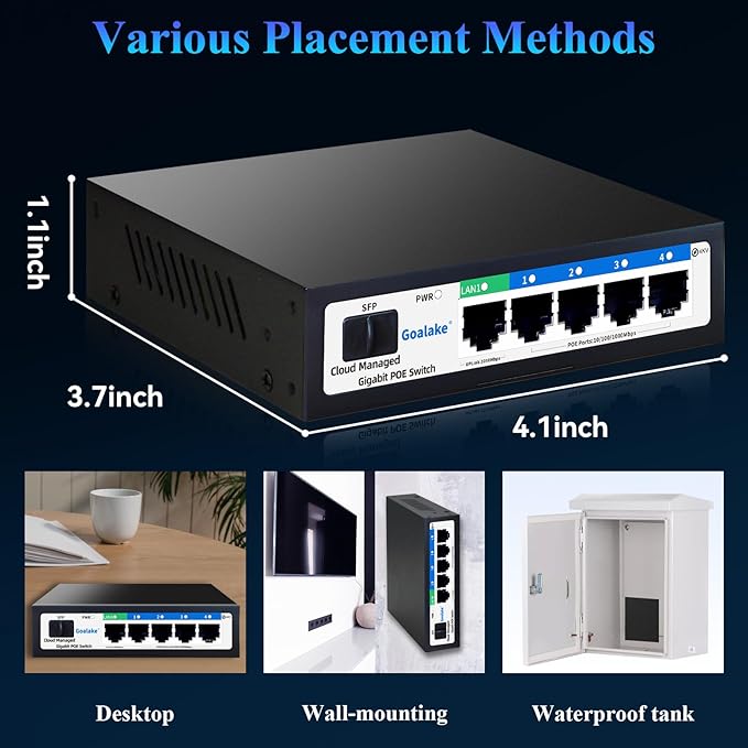Poe Switch, 5 Ports Gigabit PoE Switch Cloud Managed Gigabit Ethernet Switch - Image 7