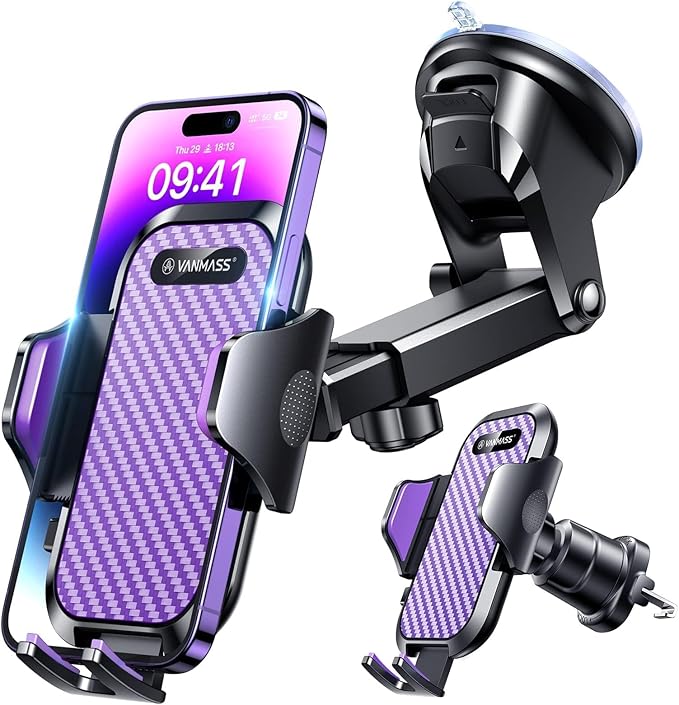 VANMASS True Military-Grade Car Phone Holder Strongest Suction & Clip Cell by VANMASS