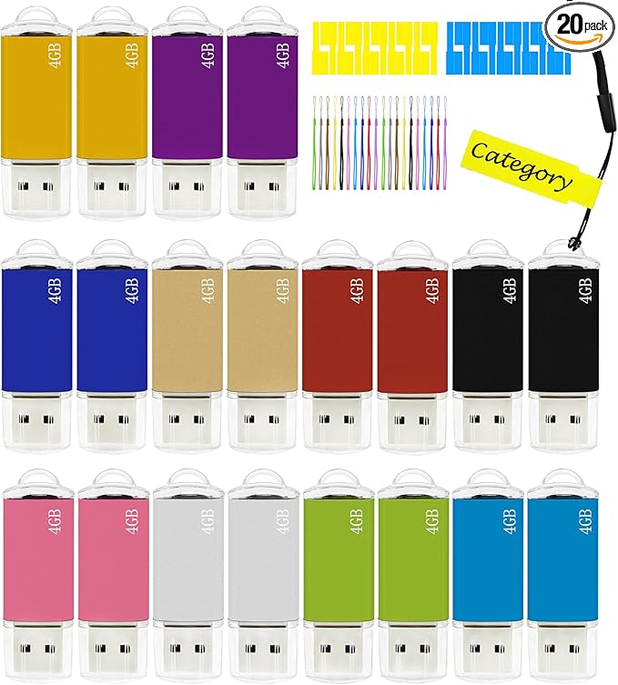 USB Thumb Drive 4GB Flash Drive 20 Pack Nicepicten FAT32 USB 2.0 Flash Drives by NicepictenUSBFlashDrive