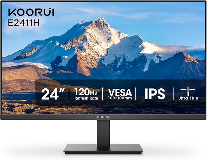 KOORUI 24 inch Monitor 120Hz, Full HD 1920 * 1080p IPS Ultra-Thin Computer by KOORUI