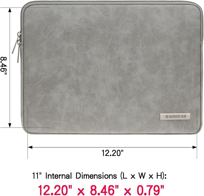 RAINYEAR 11 Inch Laptop Sleeve PU Suede Leather Case Protective Padded Cover - Image 3
