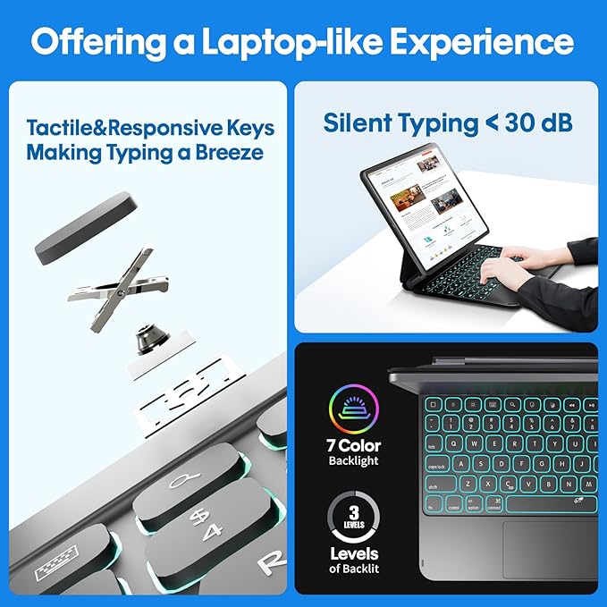 BABG Keyboard Case for iPad Air 11-inch 2024 & iPad Pro 11 inch, Magic Keyboard - Image 3