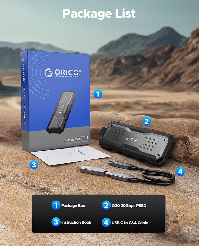 ORICO 1TB External SSD Up to 2000MB/s, Interface Extra Protection, Waterproof - Image 7