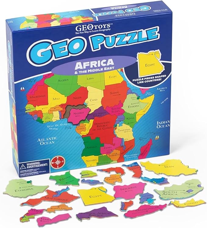 Geotoys GeoPuzzle, Africa and Middle East Shaped Jigsaw Puzzle, Map Puzzle by Geotoys