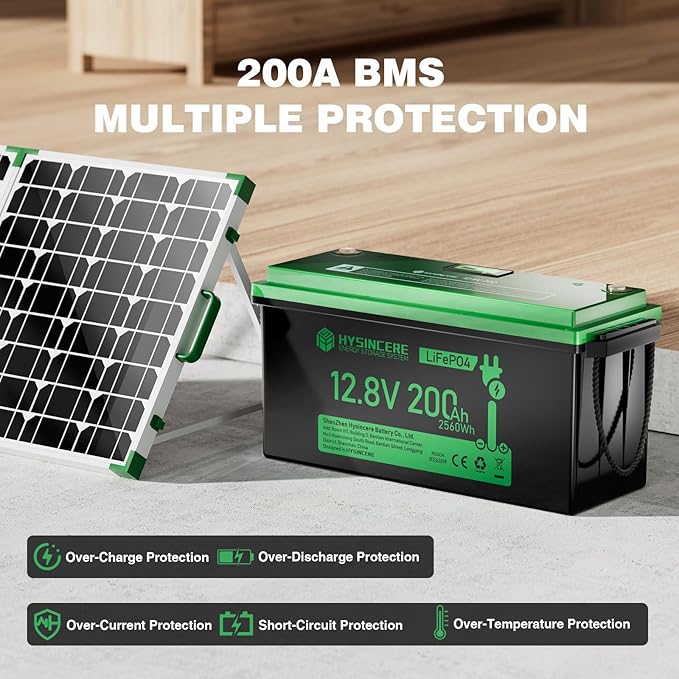 12V 200Ah LiFePO4 Lithium Battery Built-in 200A BMS, Max.2560Wh Energy - Image 4